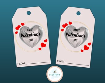 Étiquettes-cadeaux imprimables et modifiables pour la Saint-Valentin - Étiquettes-cadeaux avec coeurs