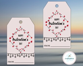 Valentine's Day Printable and Editable Gift Tags - Happy Valentine's Day!