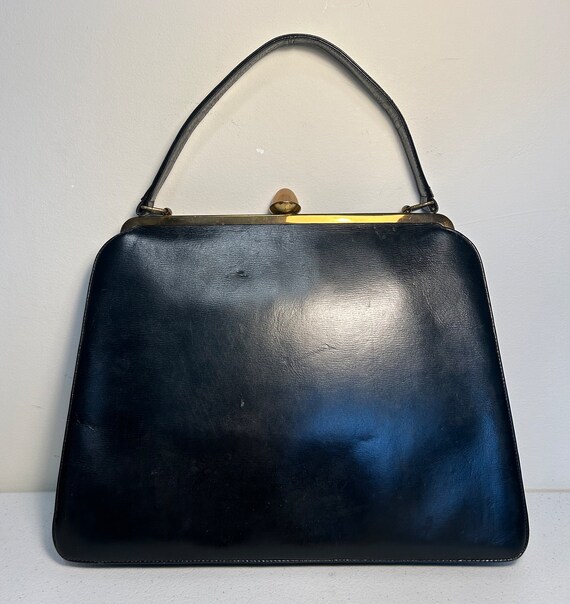 Vintage MCM Black Leather Handbag Purse with One-… - image 3