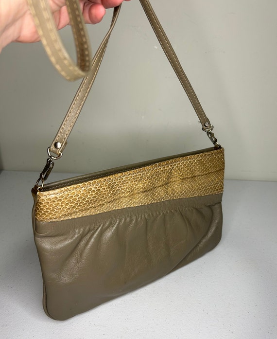 Vintage 70's Elana Snakeskin and Grey Leather Han… - image 2