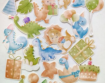 Baby Dino Party Stickers: Scrapbook, Planner, Journal (22 st)