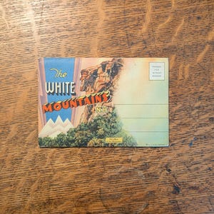 White Mountains New Hampshire Souvenir Postcard Folder, 1930&#39;s New England, Vintage Old Man in the Mountain, Franconia Notch, Mt Washington