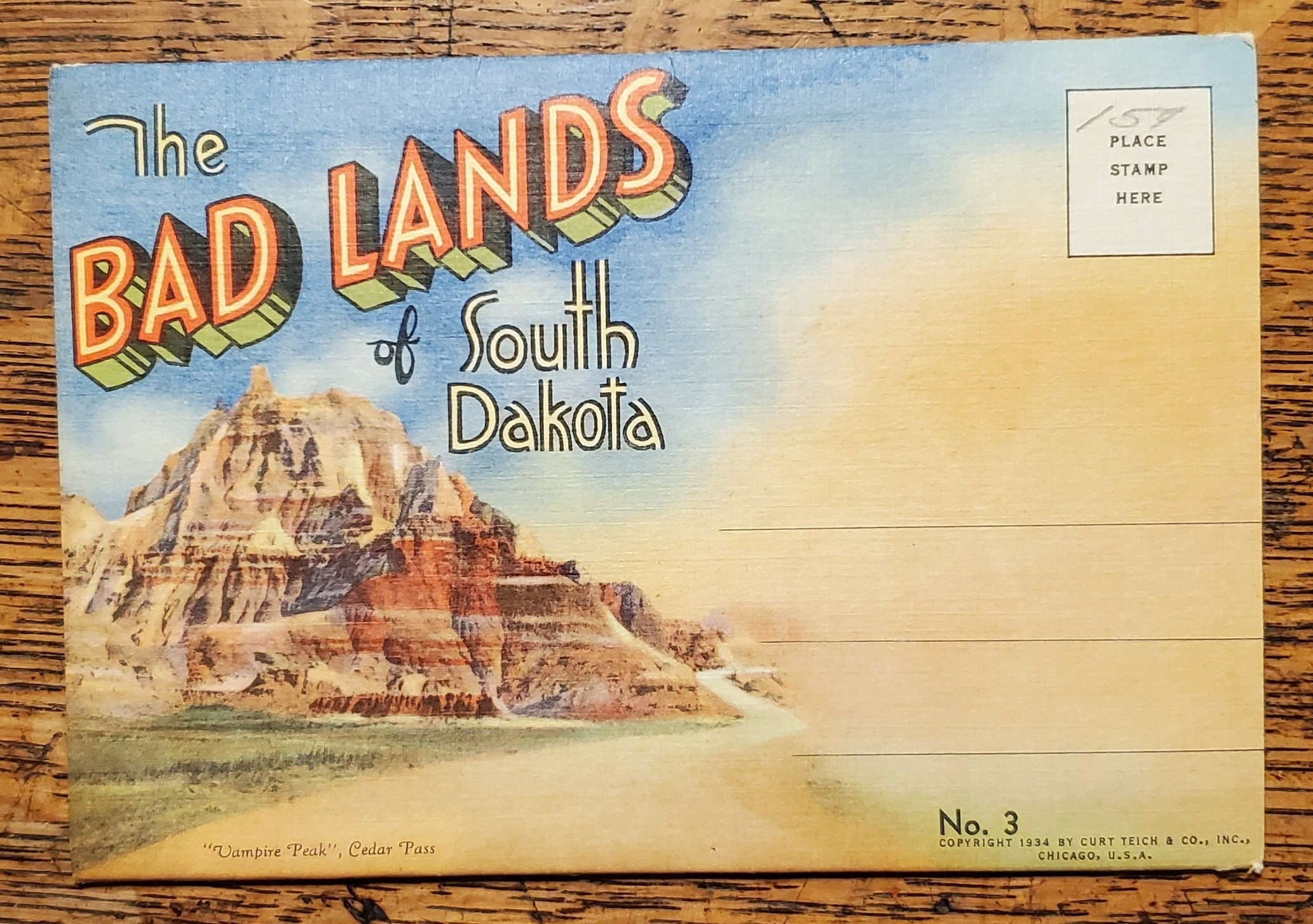 Badlands 英語 1枚 Badlands National Park Souvenir Postcard Folder: Vintage 1930s