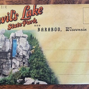 Wisconsin Devil's Lake State Park Souvenir Postcard Folder, 1940's Vintage