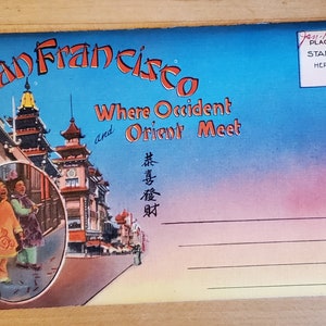 San Francisco China Town Souvenir Postcard Folder 1960&#39;s Vintage California
