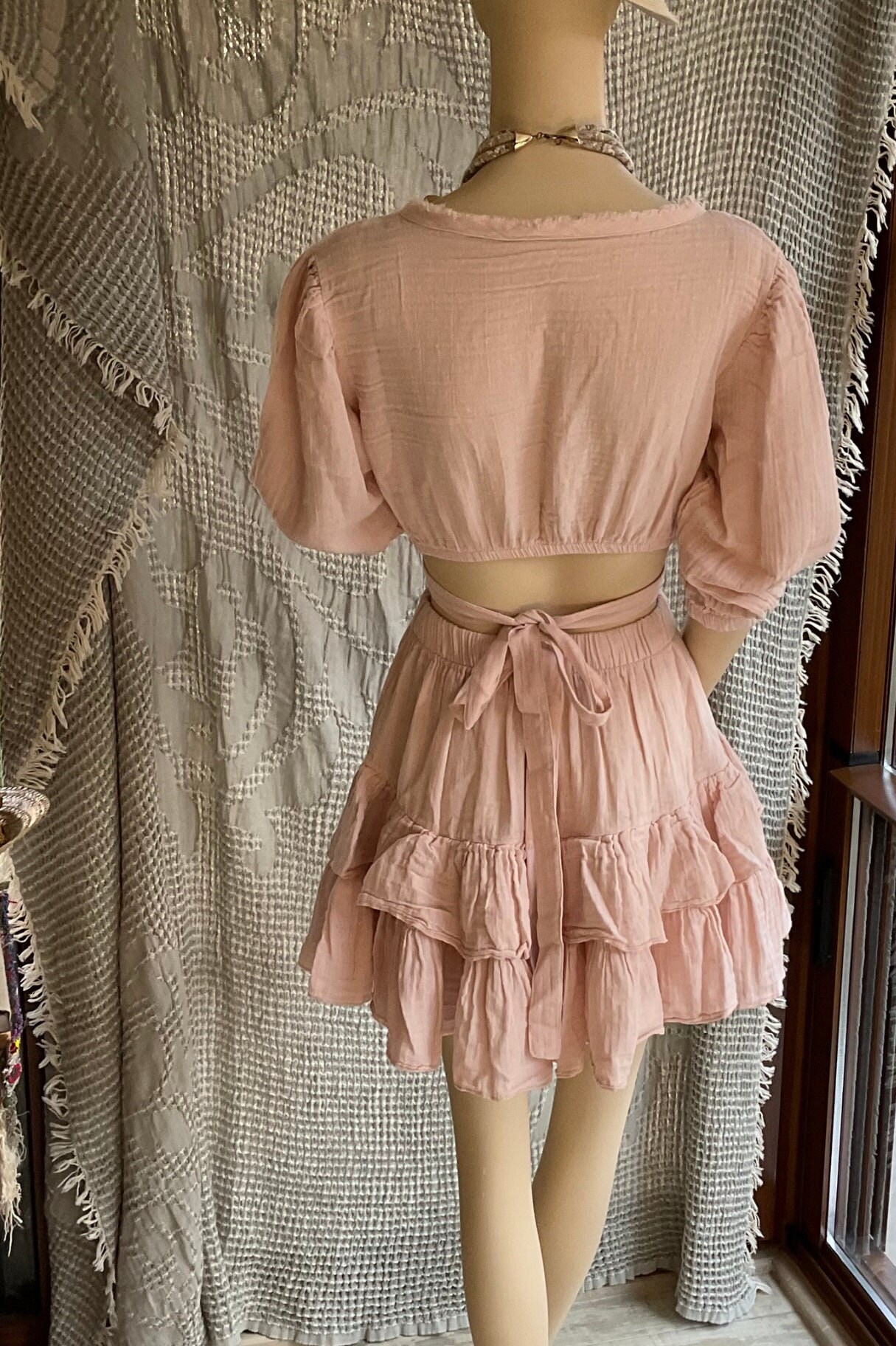 Linen Crop Top,muslin Crop Top Skirt Wrap Top Skirt,muslin