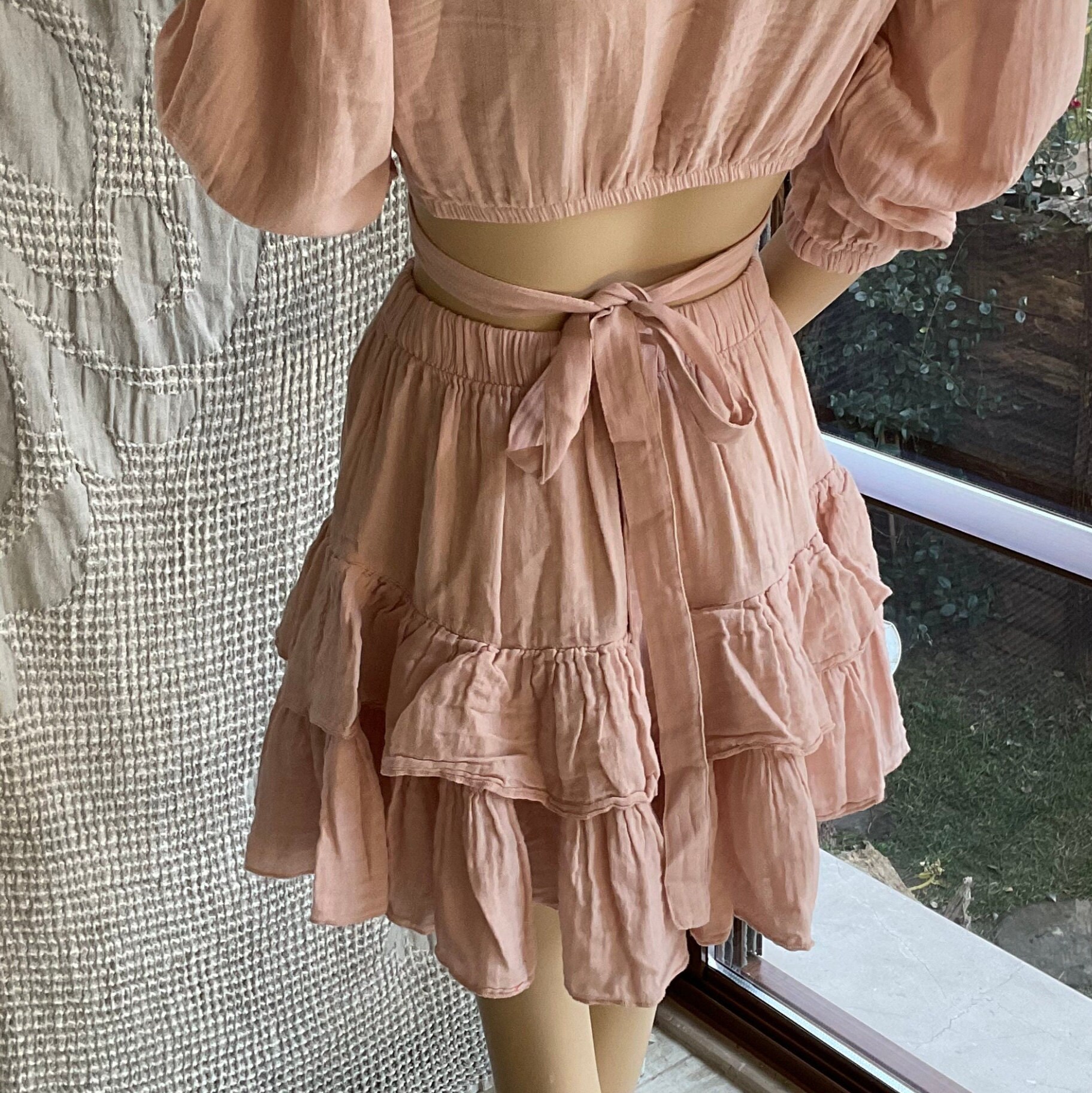 Linen Crop Top,muslin Crop Top Skirt Wrap Top Skirt,muslin