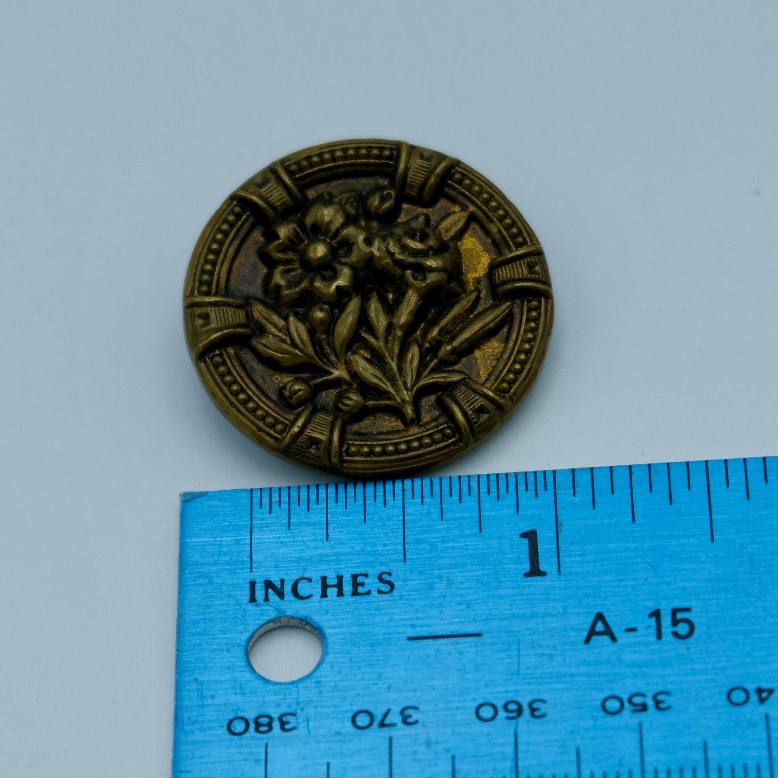 Rare Vintage Button: Ornate Victorian Era Floral Brass Button - Etsy