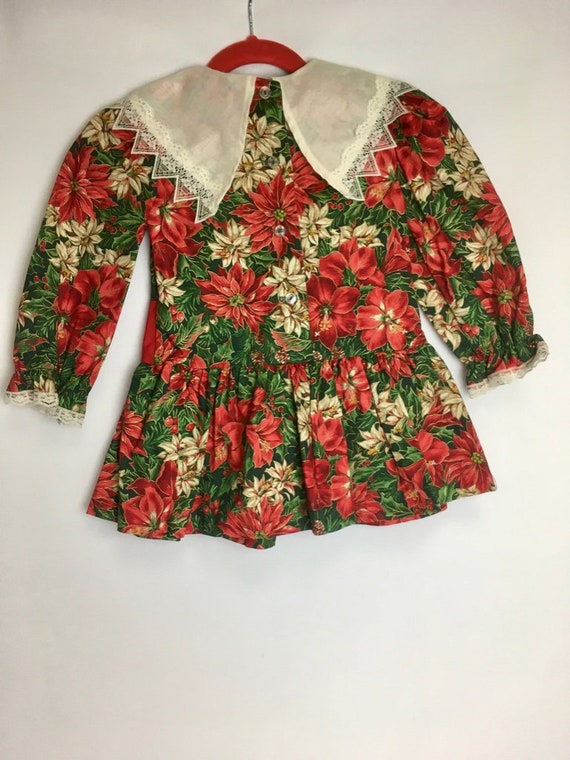 Vintage 1980s Allison Ann Christmas Dress w/Lace Collar and Ribbons Size 2T View 4