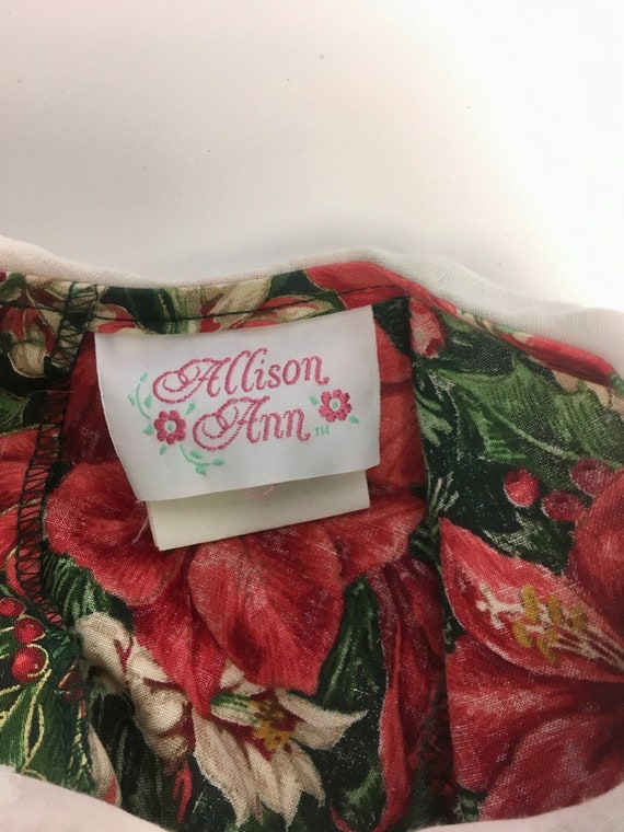 Vintage 1980s Allison Ann Christmas Dress w/Lace Collar and Ribbons Size 2T View 6