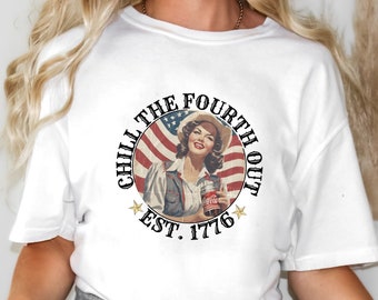 Chill Fourth Out T-Shirt: Western Vintage 4th of July Comfort Colors Tee