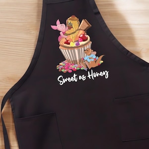 Sweet as Honey Winnie the Pooh Apron, Cute Disney Baking Apron with Piglet and Roo, Kitchen Apron for Bakers and Disney Lovers