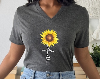 Sunflower Faith Graphic T-Shirt - Christian Gift