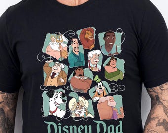 Disney Dad Shirt, Classic Cartoon Fathers Sweatshirt with Mufasa, Goofy, Triton & More, Funny Father's Day, Retro Disney Dad Outfit