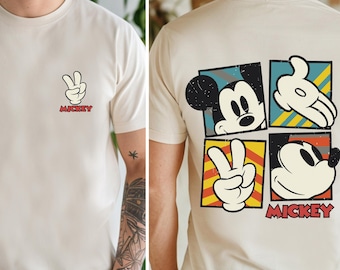 Mickey Mouse Peace Sign Shirt, Mickey Disney Sweatshirt, Park Day Outfit, Cartoon Graphic Top, Classic Disney Gift, Trip To Disneyworld