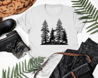 Pine Tree Graphic T-Shirt: Outdoors Camping Hiking Shirt