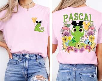 Pascal Tangled-Inspired T-Shirt, Cute Chameleon Graphic Sweatshirt with Floral Design, Disney Park Outfit Idea, Princess Sidekick Gift Shirt