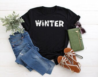 Winter Shirt Women: Snowflake Snowman Long Sleeve Tee