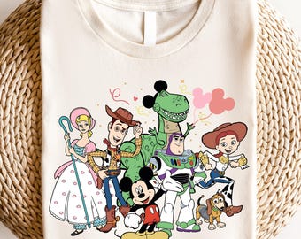Toy Story Disney Mashup Shirt, Mickey Mouse and Pixar Character Graphic Sweatshirt, Cute Disney Trip Outfit, Buzz Woody Rex Family Shirt