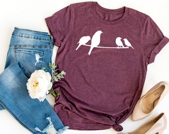 Bird Lover Shirt, Nature Shirt, Birds T shirt, Bird Graphic Shirt, Womens unisex fit Shirts, Bird Nerd Shirt, Ornithology Gift,Cute Bird Tee