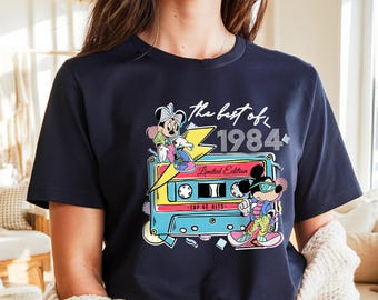 Retro 80s Mickey and Minnie T-shirt, Vintage Cassette Graphic Sweatshirt with Best of 1984 Design, Fun Disney Gift for Nostalgic Fans