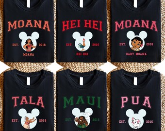 Moana Family Vacation Shirts, Custom Disney Character Sweatshirt with Moana, Maui, Hei Hei & More, Matching Group Outfit for Park Trip