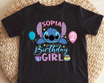 Birthday Girl Stitch Shirt: Custom Name Party Tee