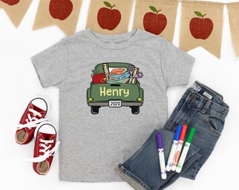 Boys Back to School Truck Shirt: Personalized Pre-K, Kindergarten