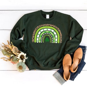 Shamrock Leopard Rainbow St Patrick&#39;s Day T-Shirt | Vintage St Patricks Day Shirt | Cute St Paddys Tee | Gift For BFF | Unisex Shirt