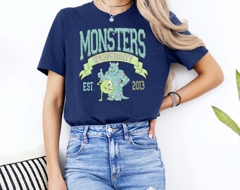 Monsters University Disney T-shirt, Pixar College Sweatshirt for Adults, Sulley and Mike Wazowski Retro Top, Cute Disney Movie Gift