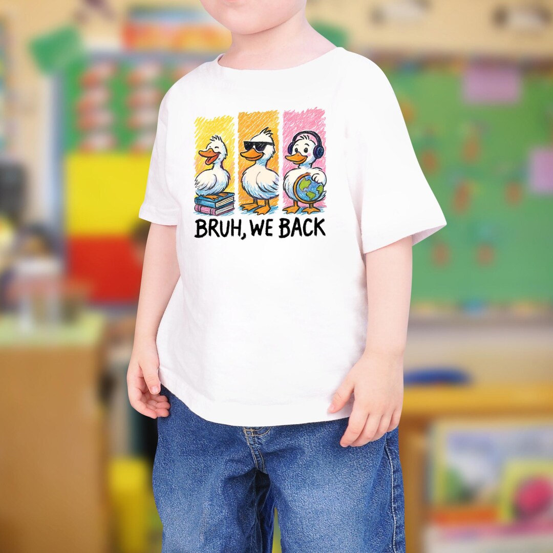 Funny Back to School Shirt for Kids, Bruh We Back Duck T-shirt, Cute ...