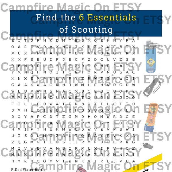 Cub Scouts - Lion, Tiger, Wolf, Bear, Webelos, AOL Puzzle Activities  - 6 Essential Hiking Items (Digital Download)