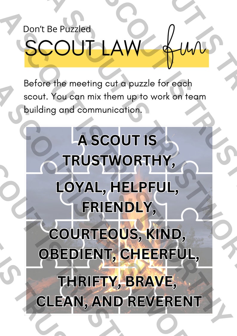 Scout Law and Oath Puzzle Worksheet Etsy Scout Law and Oath Puzzle Worksheet Etsy