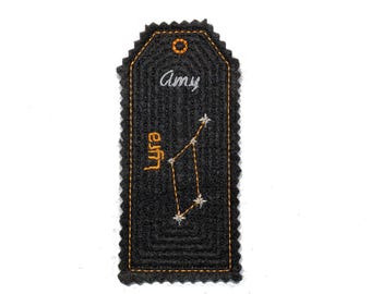 Lyra Constellation Bookmark: Embroidered Felt Astronomy Gift
