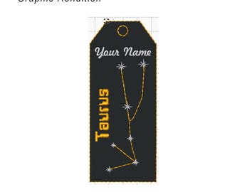 Embroidered Taurus Constellation Bookmark: Personalized Astronomy Gift