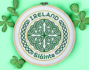 Handcrafted Irish Wall Art: Sláinte Embroidery Hoop Decor