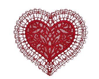 Romantic Heart Doily - Battenberg‑Style Lace