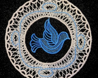 Battenburg-Style Lace Holiday Ornament – Dove