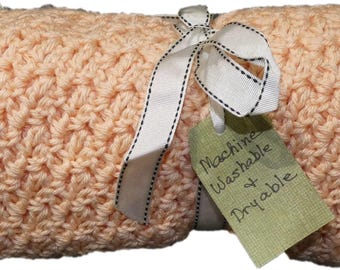 Baby Blanket - Crochet - Peach