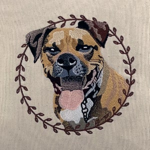 Custom Embroidered Pet Portrait on a Pillow image 2
