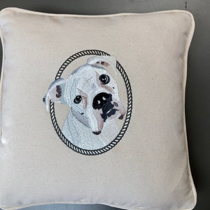 Custom Embroidered Pet Portrait on a Pillow image 10