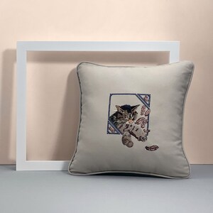 Custom Embroidered Pet Portrait on a Pillow image 6