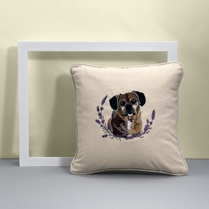 Custom Embroidered Pet Portrait on a Pillow image 4