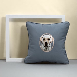 Custom Embroidered Pet Portrait on a Pillow image 7