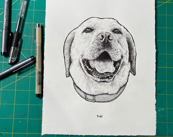 Pet portrait  | Hand drawn custom sketch of your pet! Made to order from your photograph.