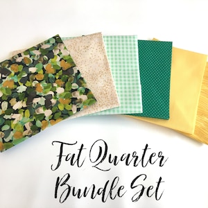 Green Fat Quarters | Green Fabric | Yellow Fat Quarters | Yellow Fabric | Polka Dot Fat Quarters | Quilting Fabric | Ginghem  FQ| Set of 6