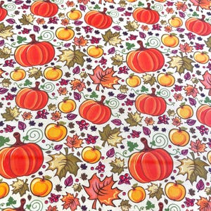 Fall Pumkin Cotton Fabric | Autumn Leaf Fabric | Pumpkin Fabric | Premium Cotton Fall Fabric | Fabric Sold By The Yard