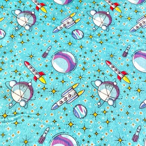 Space Theme Flannel Fabric | Boy Flannel Fabric | Space Fabric | Rocketship Flannel | 100% Cotton Flannel | Fabric Sold By The Yard