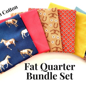 Horse Fat Quarters | Horse Shoe Fabric | Wild Rose Riley Blake Fabric | Western Fat Quarters | Cow Print Fabric | Western Fabric |Set of 6