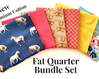 Horse Fat Quarters | Horse Shoe Fabric | Wild Rose Riley Blake Fabric | Western Fat Quarters | Cow Print Fabric | Western Fabric |Set of 6
